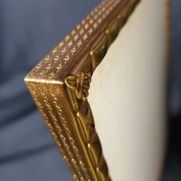 Pair VTG Gold Tone Picture Frames Hollywood Regency Decor Velvet Back MCM Crown - Picture 4 of 12